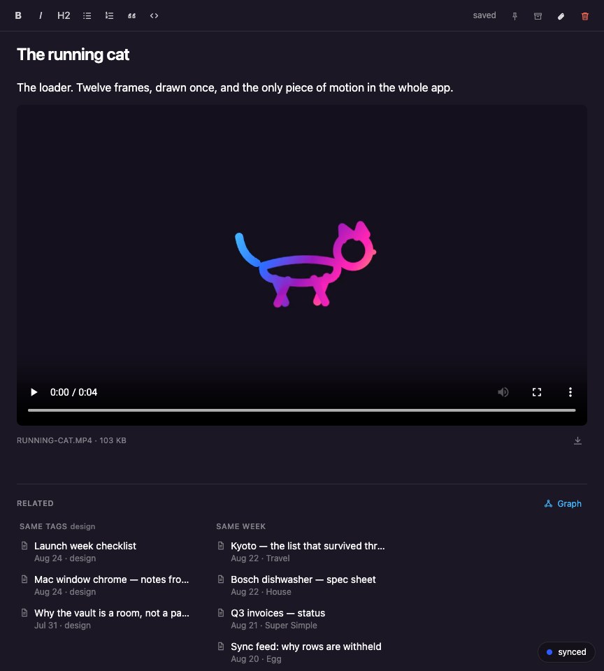 A short video clip playing inline inside an Egg note